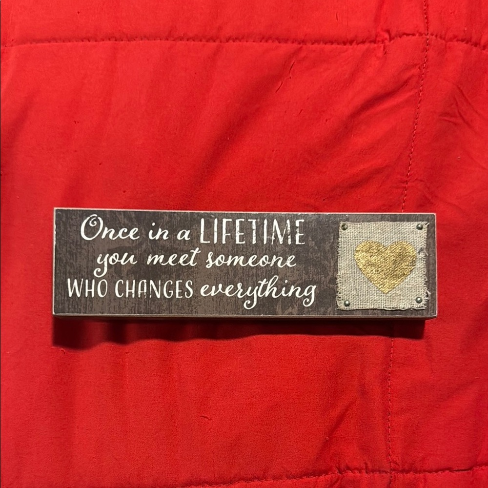 Inspirational Wooden Sign with Gold Heart